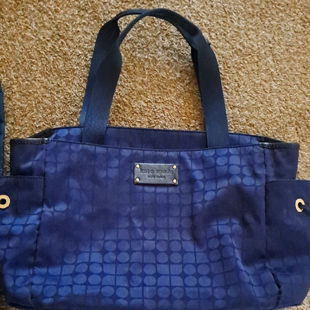 Kate Spade Navy Patterned Baby Bag With Changing Pad In Excellent Condition